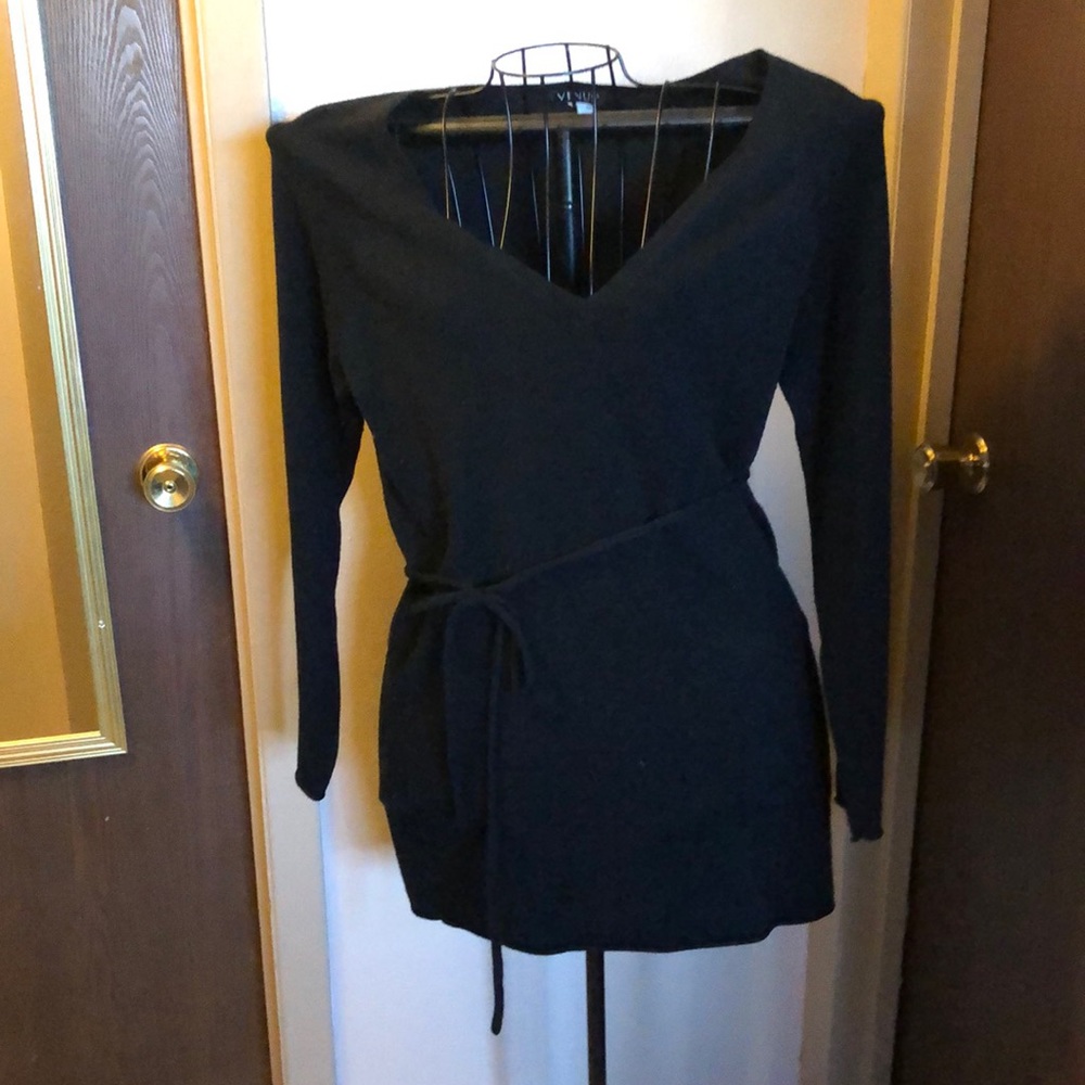 Black belted sweater